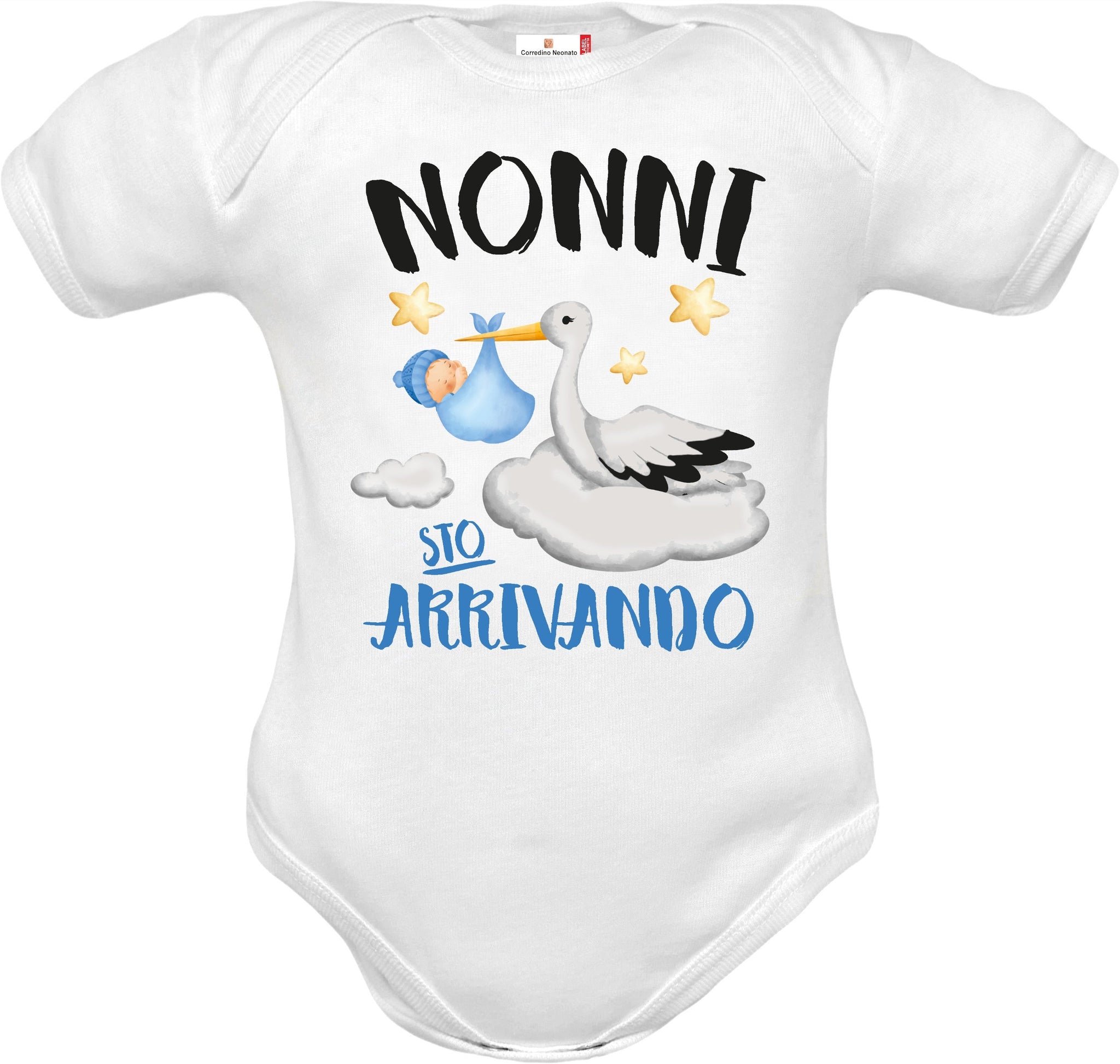 Body neonato azzurro per annuncio gravidanza nonni