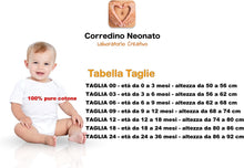 Carica l&#39;immagine nel visualizzatore di Gallery, tabella taglie body neonato
