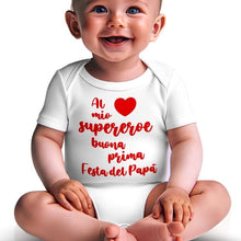 Carica l&#39;immagine nel visualizzatore di Gallery, Body neonato mezza manica festa papà supereroe
