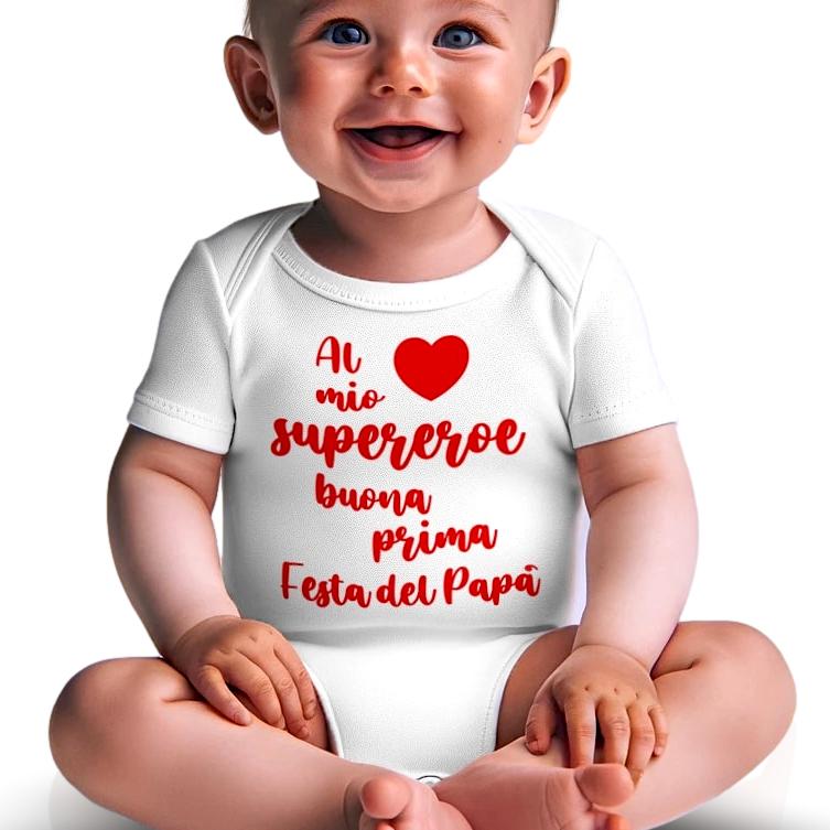 Body neonato mezza manica festa papà supereroe
