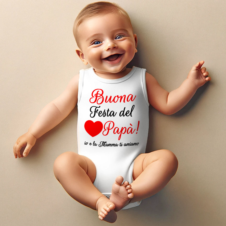 Body neonato smanicato Buona Festa del Papà