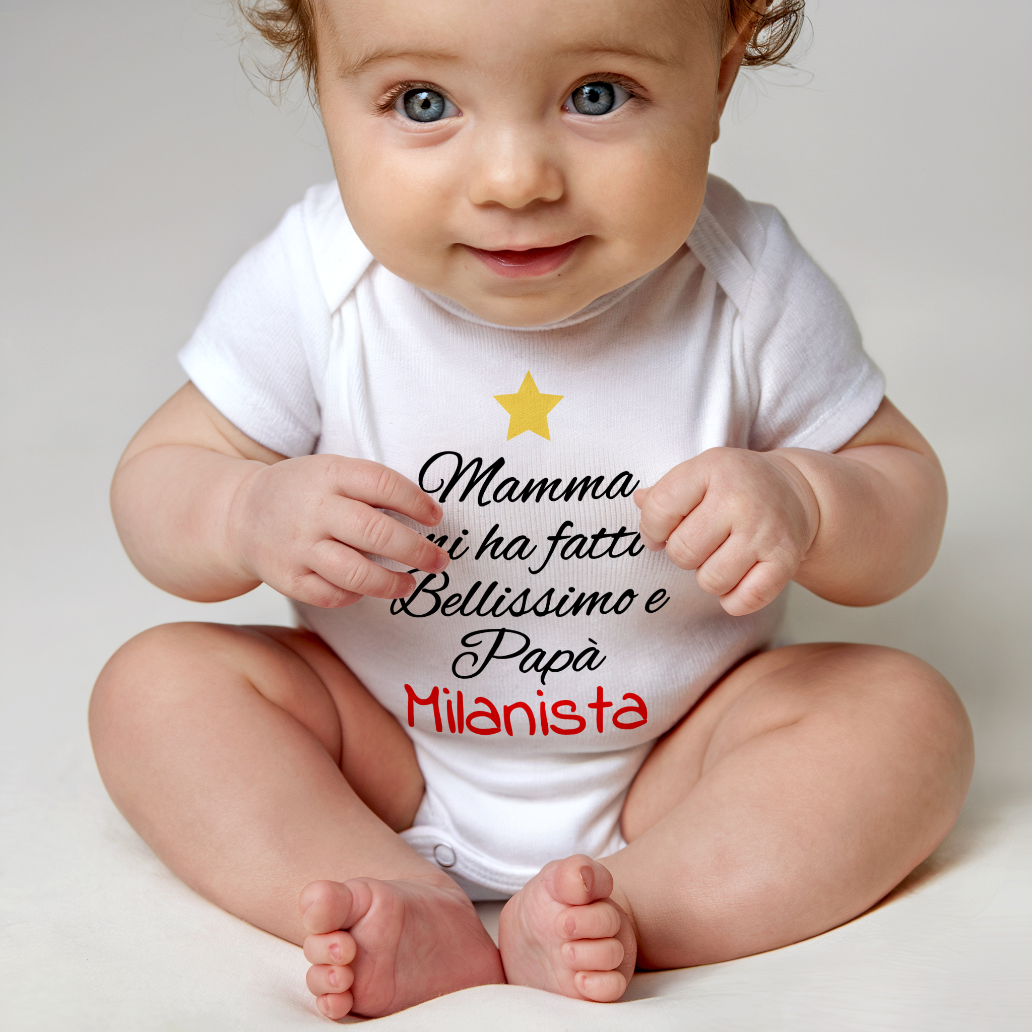 Body Neonato In Cotone - 'Bella Come La Mamma, Milanista Come Il Papà' - Manica Corta, Idea Regalo - Foto 11