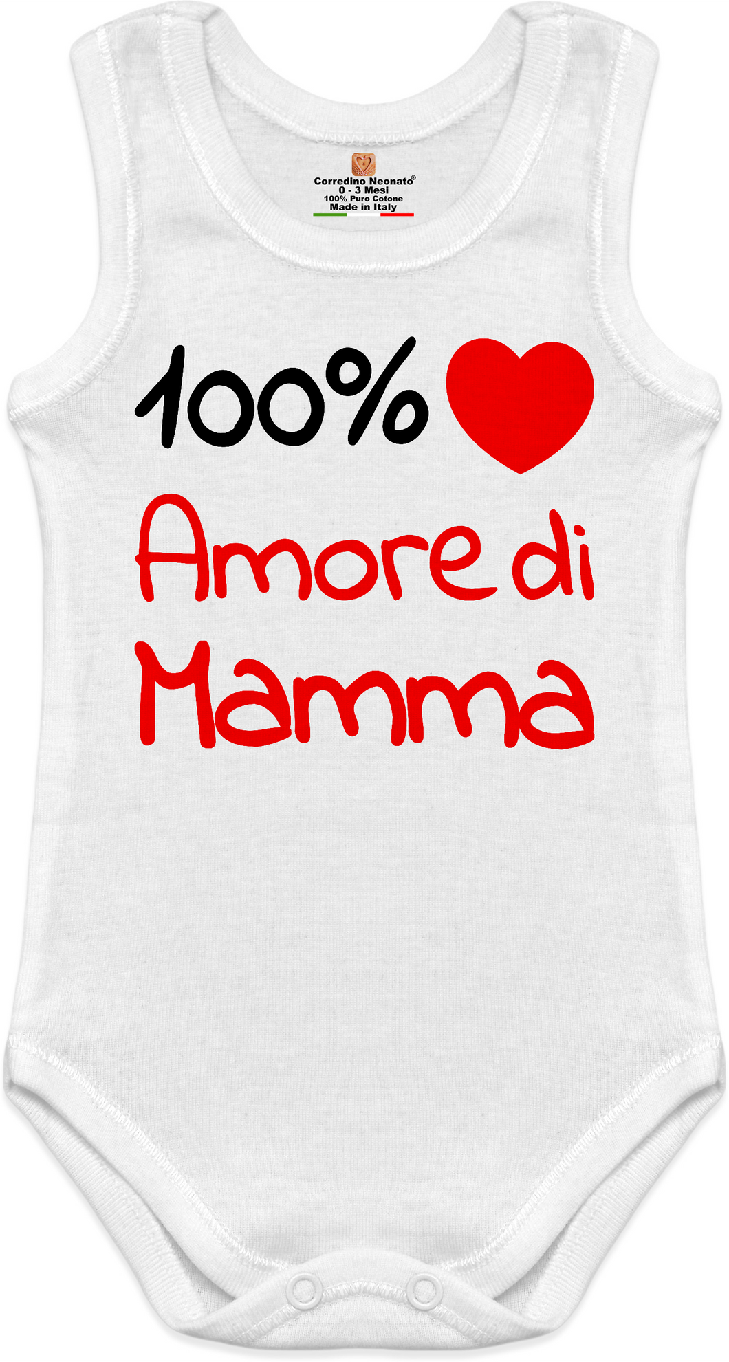 Body Neonato smanicato cotone 100% Amore di Mamma