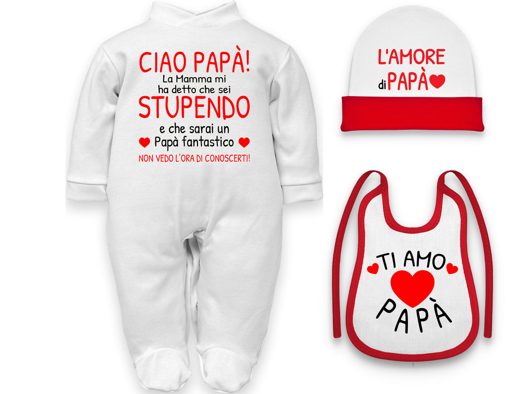 corredino neonato regalo papà tutina cappello bavetta 0 mesi