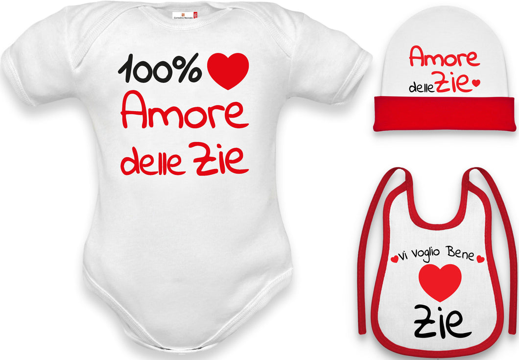 Body Neonato/Neonata Amore delle Zie, Cotone Morbido