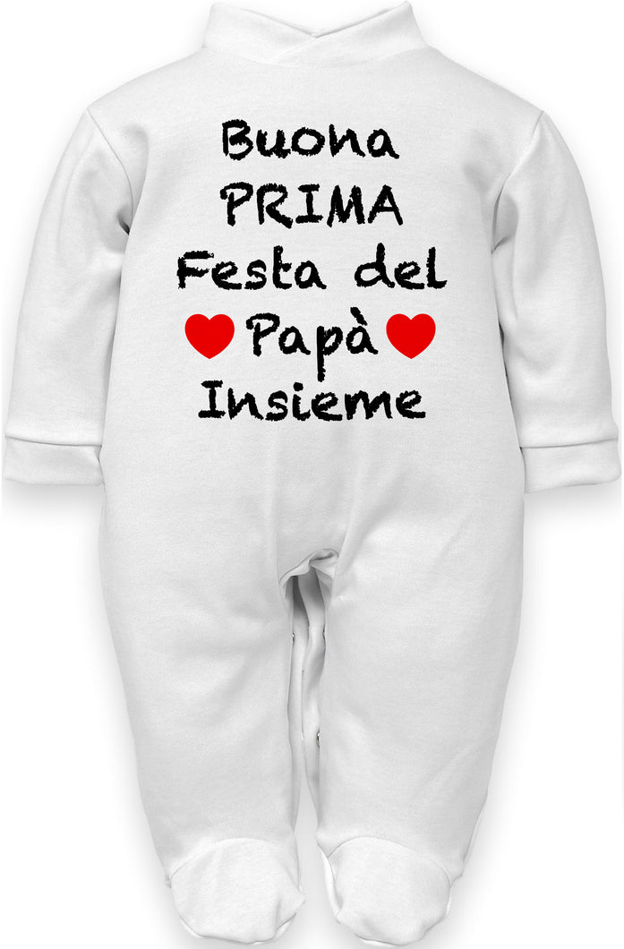 tutina neonato con frase buona prima festa del papà insieme